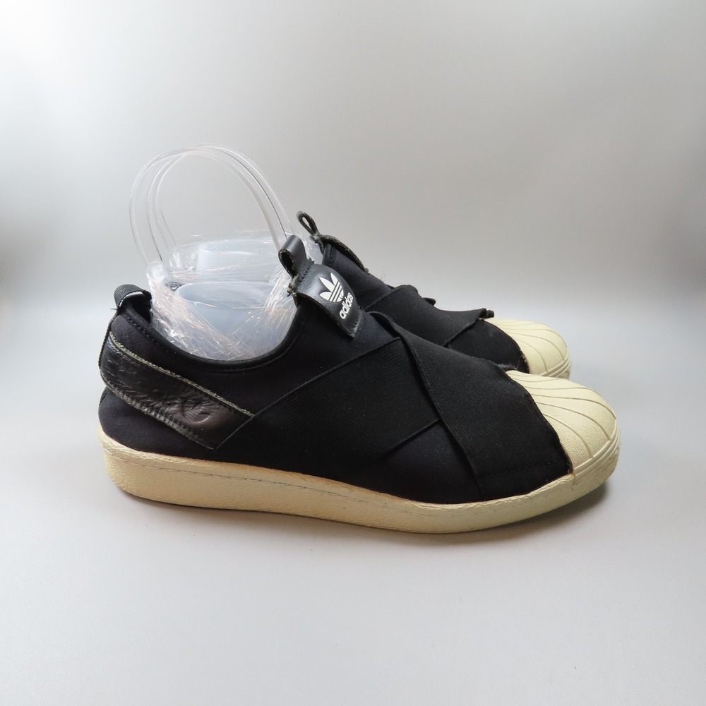 Adidas Superstar Shoes Womens 8 Core Slip On Casual Black Shell Toe Sneakers